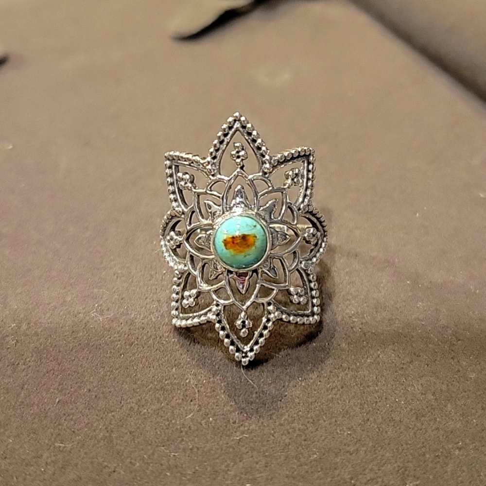 Sterling Silver Starburst Turquoise Ring